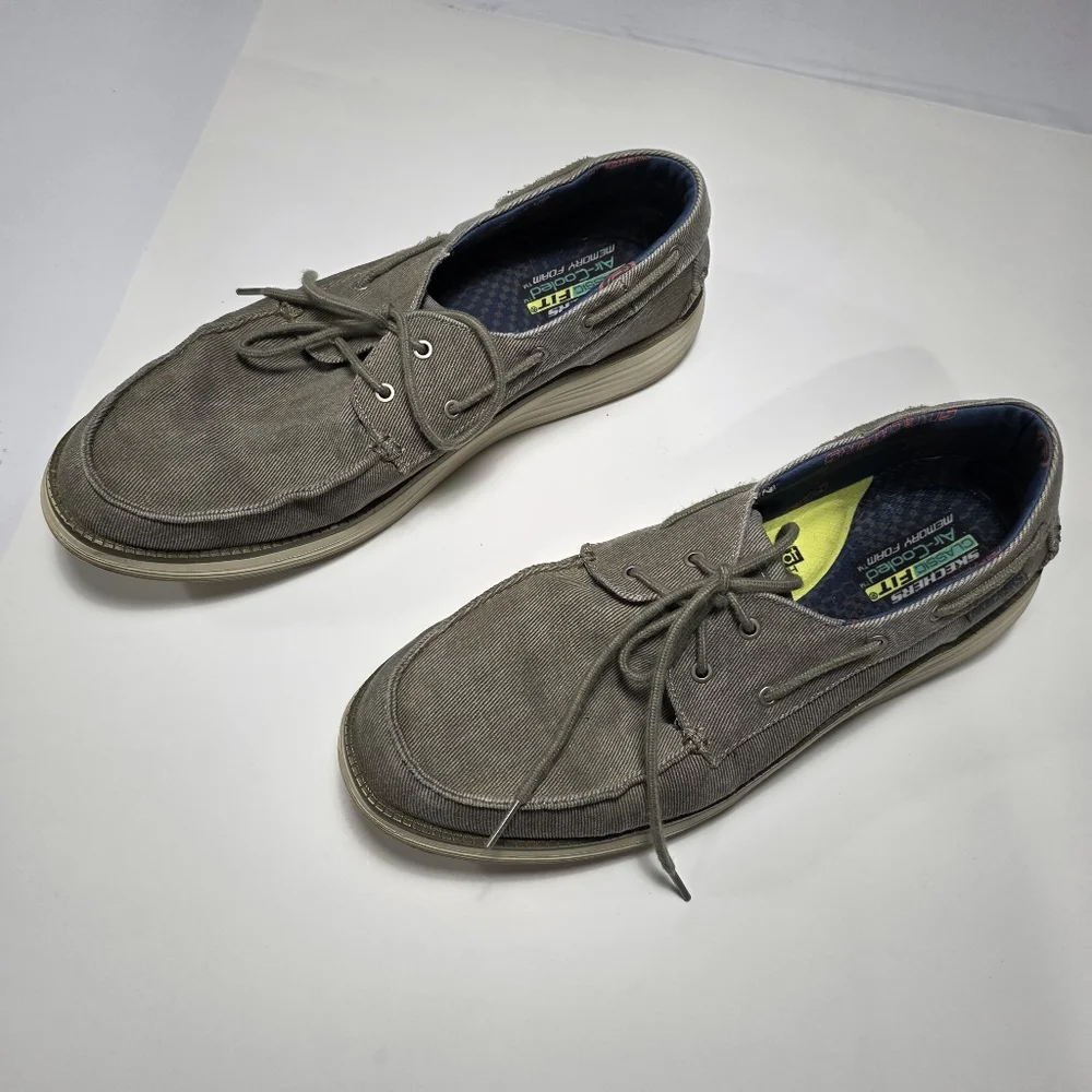 Skechers Casual Canvas Boat Shoes - Gray Size 14